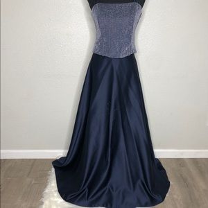 Navy blue formal skirt and top